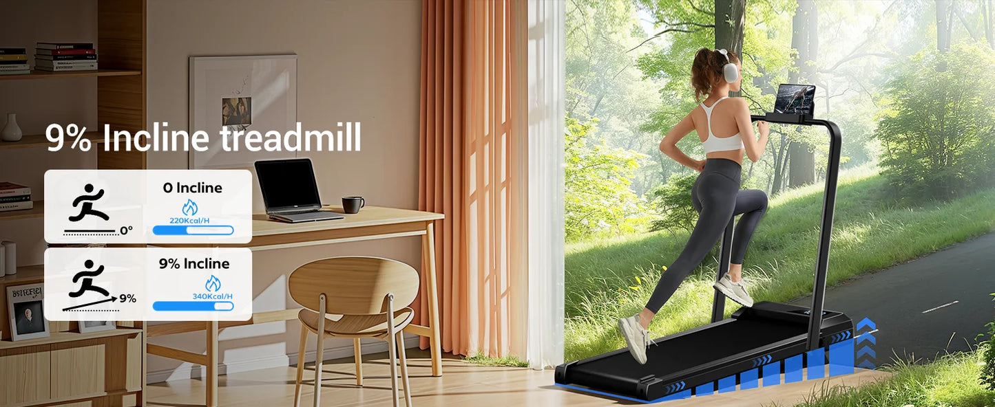 Athlecato 2 in 1 Folding Treadmill Black with Handrail