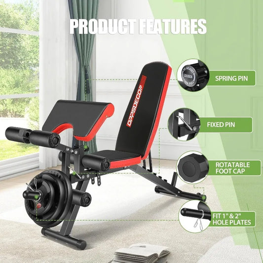 Athlecato Adjustable Weight Bench With Plate Extension