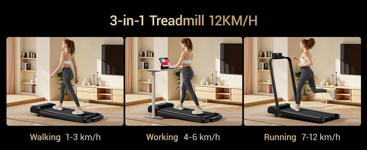 Athlecato 2 in 1 Folding Treadmill Black with Handrail