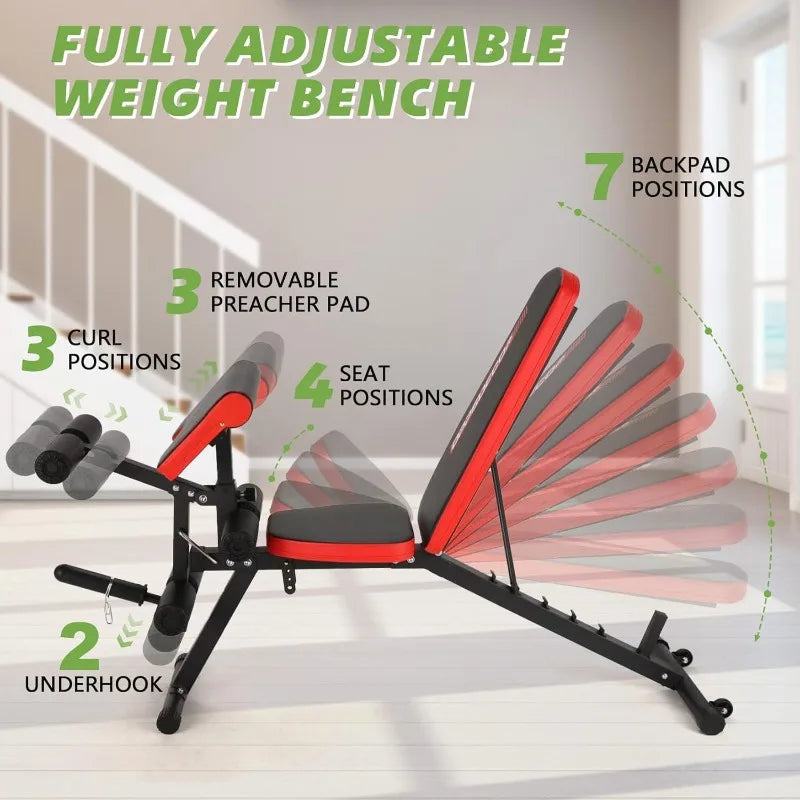 Athlecato Adjustable Weight Bench With Plate Extension