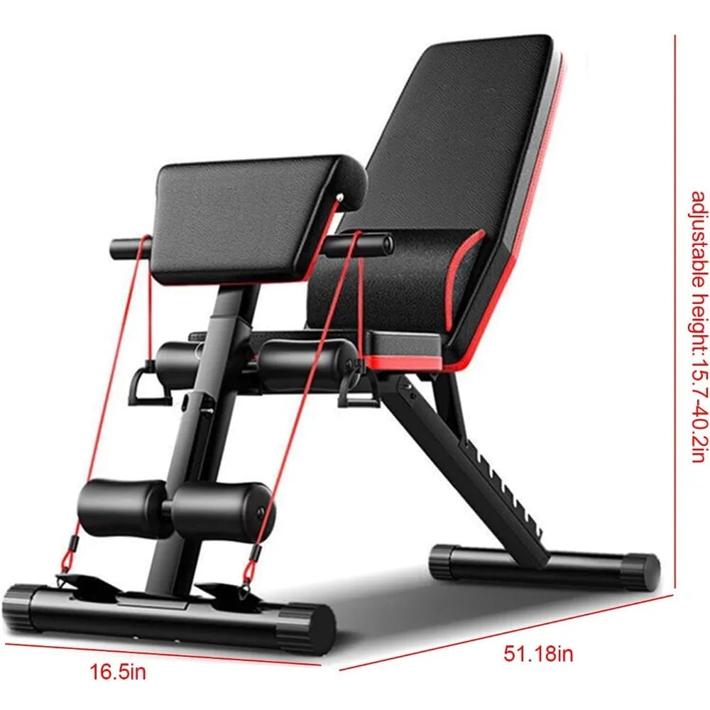 Adjustable Weight Bench With Resistance Bands