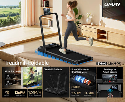 Athlecato 2 in 1 Folding Treadmill Black with Handrail