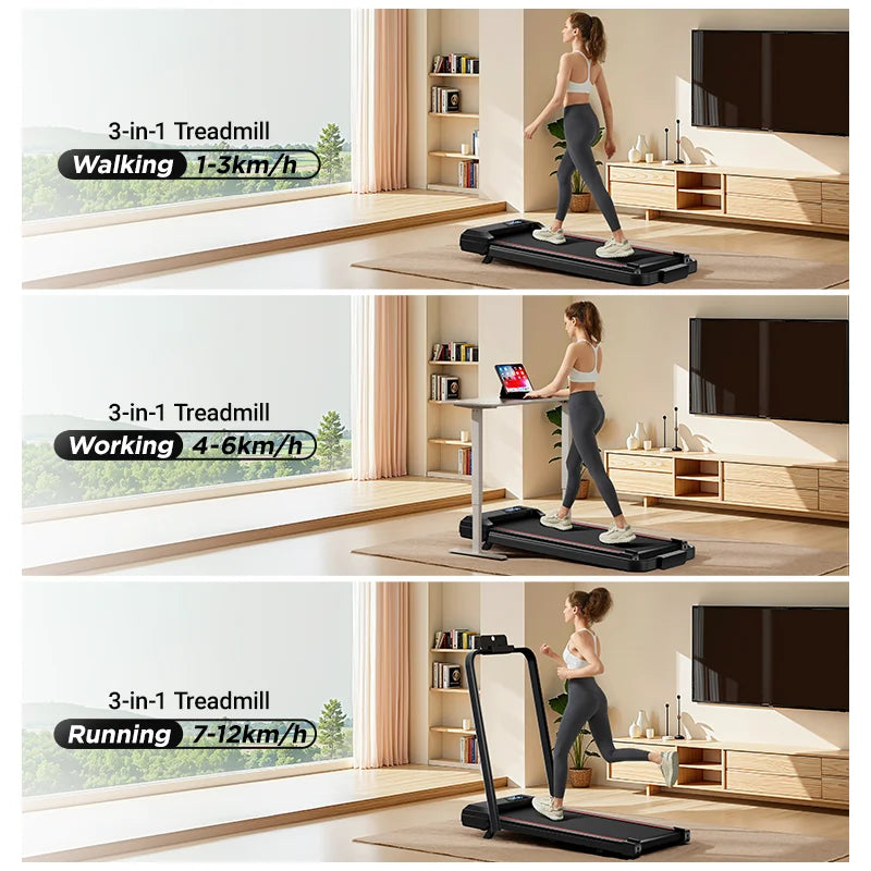 Athlecato 2 in 1 Folding Treadmill Black with Handrail