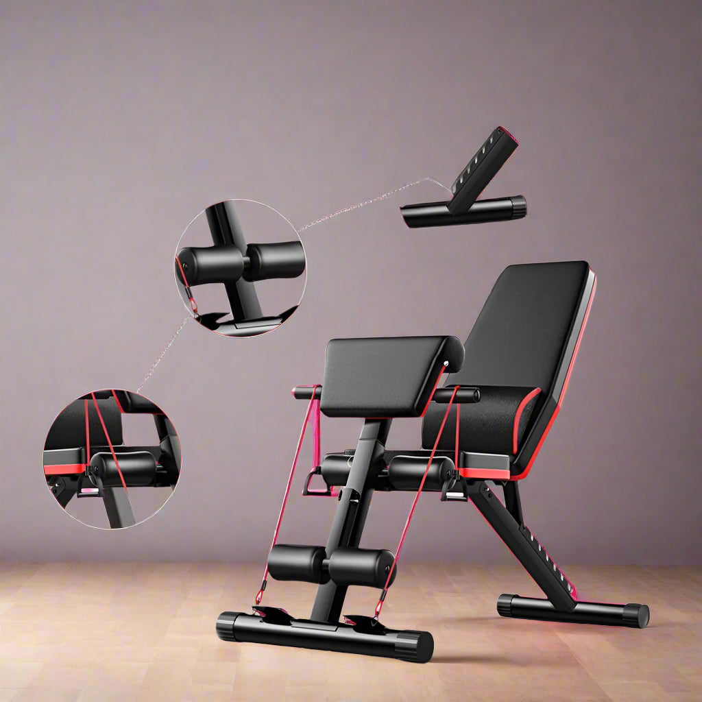 Adjustable Weight Bench With Resistance Bands
