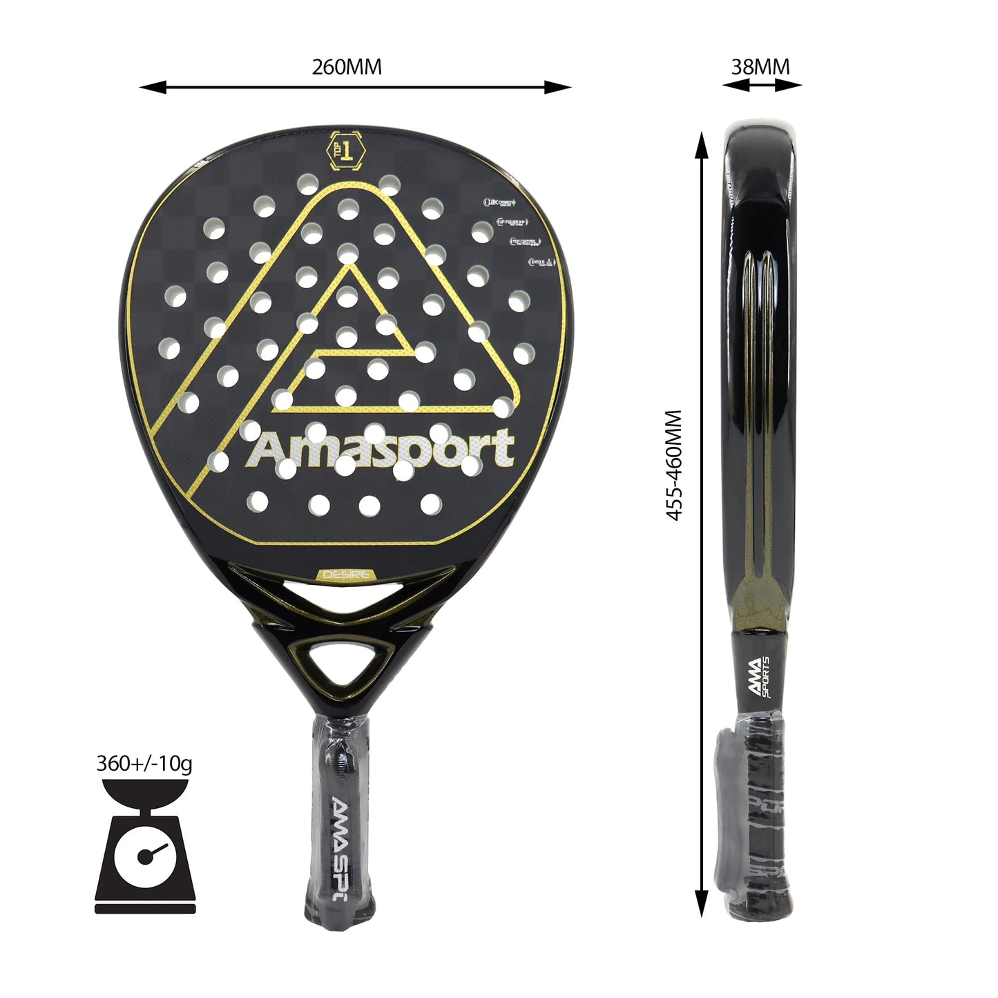 High Balance Symmetrical Hole Distribution Padel Racket