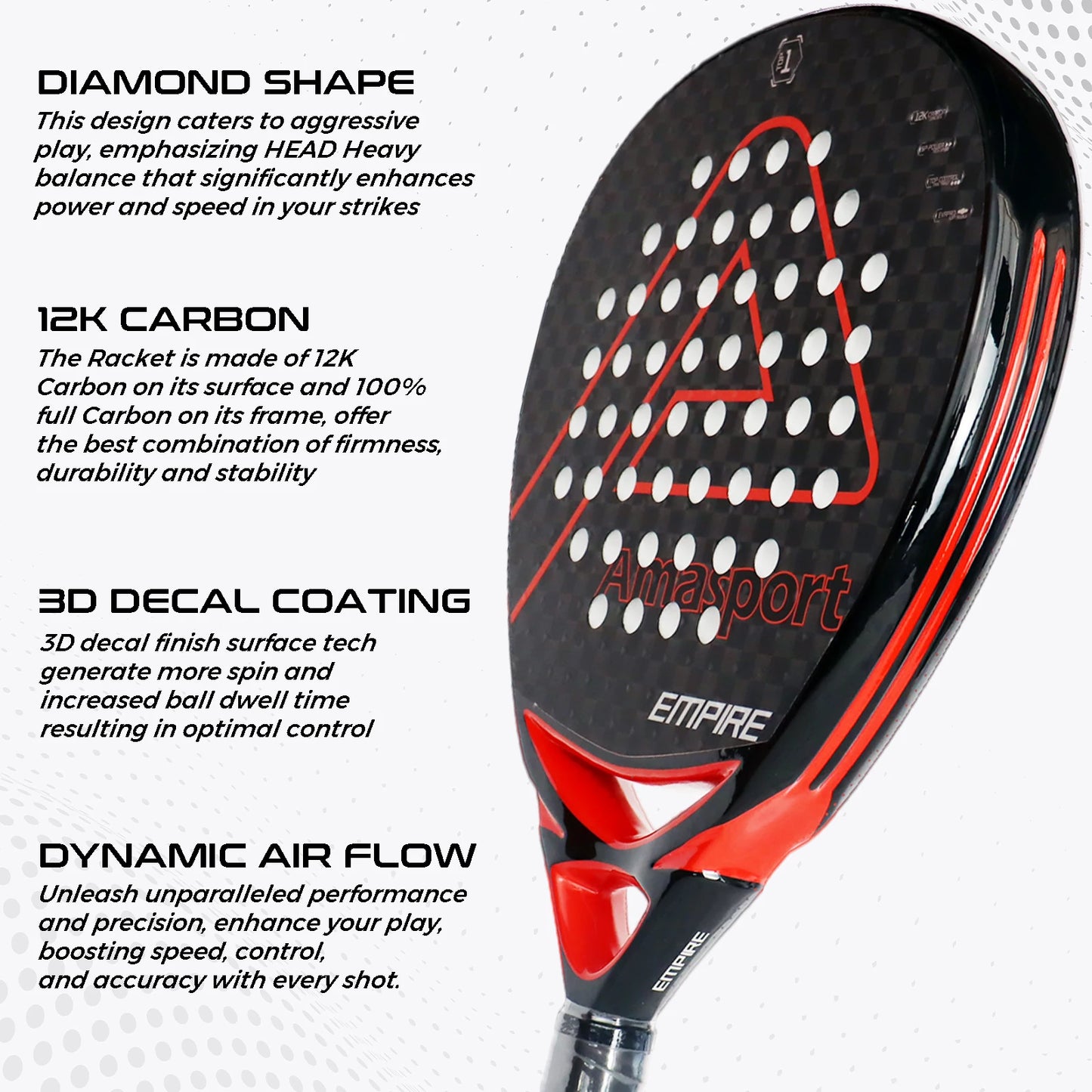 High Balance Symmetrical Hole Distribution Padel Racket